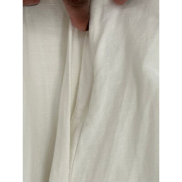 Madewell Button-Waist Wrap Midi Dress Linen Blend White Sleeveless Beach 4 - Picture 4 of 9